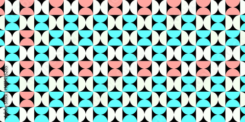 Vector seamless pattern with abstract lines and flower design. Abstract geometric fabric circle floral  pattern.
Hawaiian tropical seamless pattern.