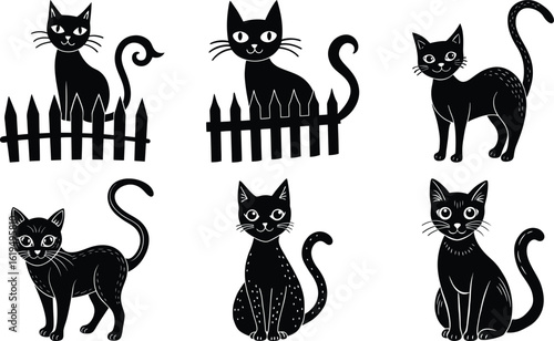 Halloween silhouette elements bundle isolated on white transparent background