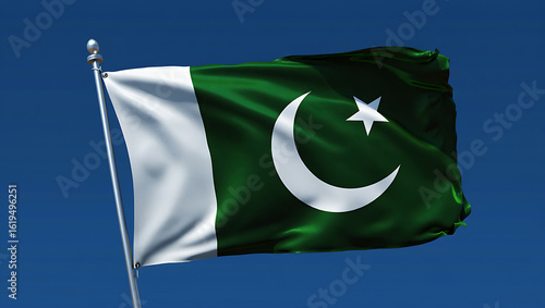 Pakistan national flag hide in beautiful clouds. Pakistan national flag for independence day, 14Th of august happy pakistan independence day. Vector template , Generative Ai