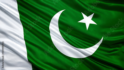 Pakistan national flag hide in beautiful clouds. Pakistan national flag for independence day, 14Th of august happy pakistan independence day. Vector template , Generative Ai