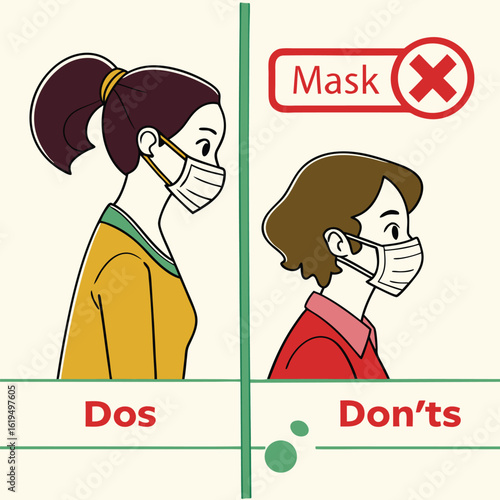 Mask-wearing dos and don’ts vector generated by ai