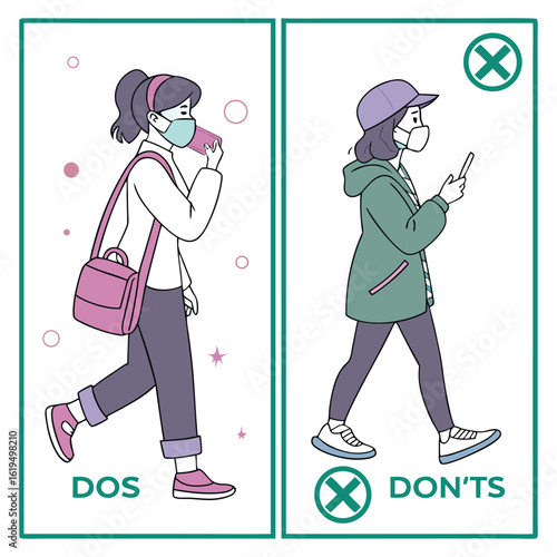 Mask-wearing dos and don’ts vector generated by ai