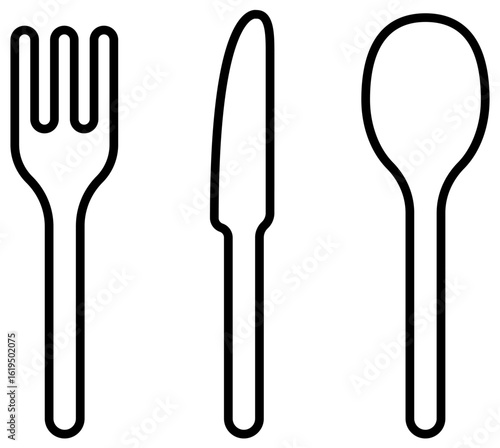 ナイフとフォークとスプーンのカトラリーセット線画