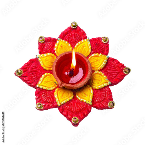 Indian popular festival happy diwali oil lamp also called diya or dipavali deepak on transparent png background