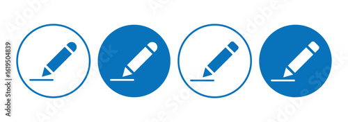 Edit icon set. Edit text icon. Pencil. sign up. Notepad edit document with pencil icon. Pencil symbols for writing, Note taking, and editing. Pencil in circle shapes, flat vector design.