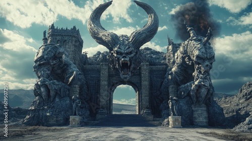 Epic Fantasy Gate: Demon Archway Digital Artwork