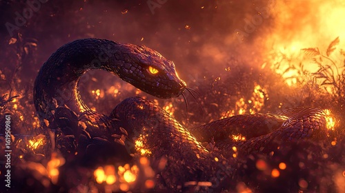 Fiery Serpent: Epic Fantasy Art - Dramatic Digital Painting