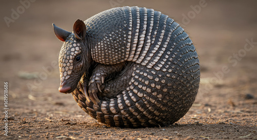Ninebanded Armadillo Curled in Defensive Posture 3.