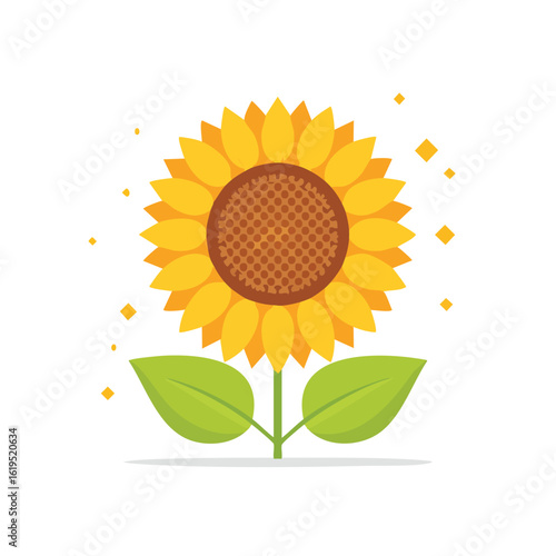 Sunflower Head Design with Leaves Behind it - AI Generated