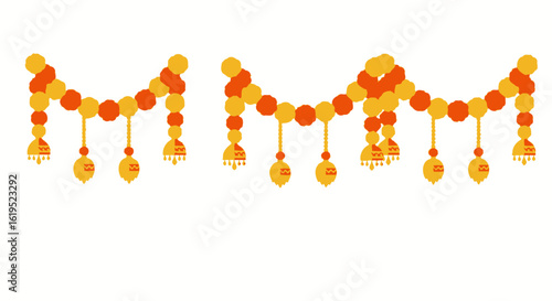 Festive decorative toran with spherical floral beadwork for celebratory occasions