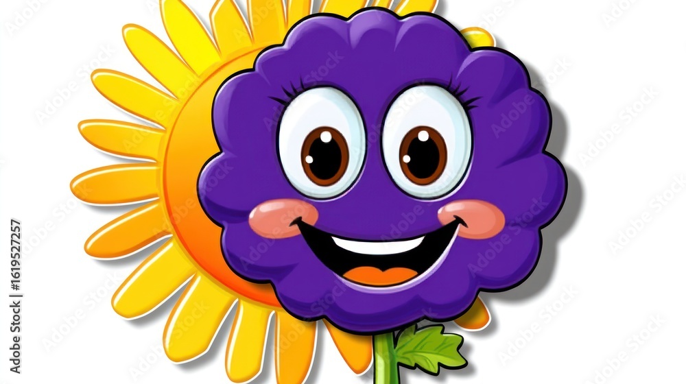 Fototapeta premium Cartoon flower with happy face.