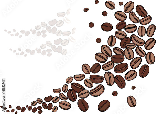 Coffee beans swirling brown light vector
