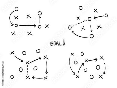 Sports tactical layout with player position and arrow