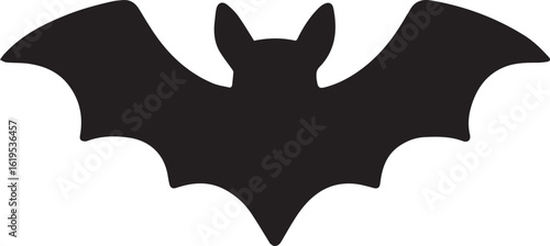 Black bat silhouette with outstretched wings vector