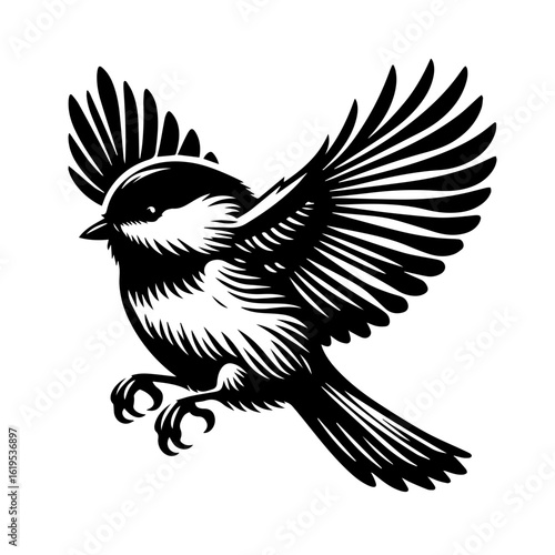 Black and White Bird in Flight.