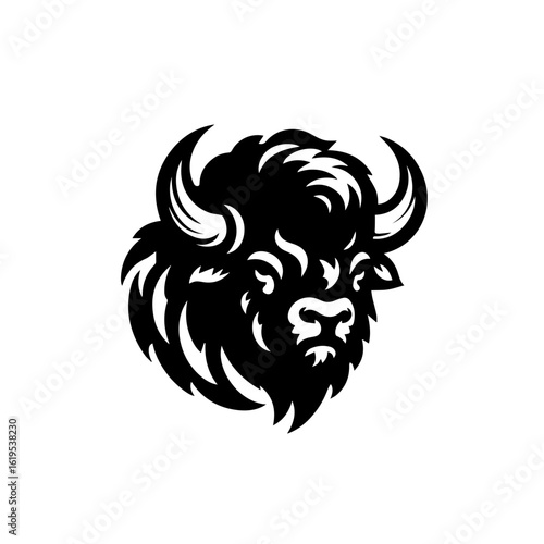 Wallpaper Mural Fierce Black Bison Head Silhouette Logo. Torontodigital.ca