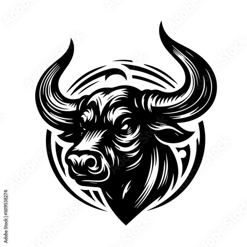 Wallpaper Mural Fierce Black Bull Head Emblem. Torontodigital.ca