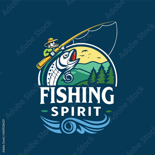 Wallpaper Mural Fishing T-Shirt Design with Fish Icon and Logo – Vintage Angler Graphic, Outdoor Sport Print, Retro Fishing Emblem for Apparel, Merchandise, Branding, or Badges	
 Torontodigital.ca