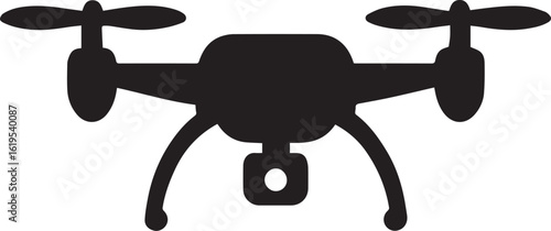 Black drone with camera and propellers quadcopter aerial vehicle