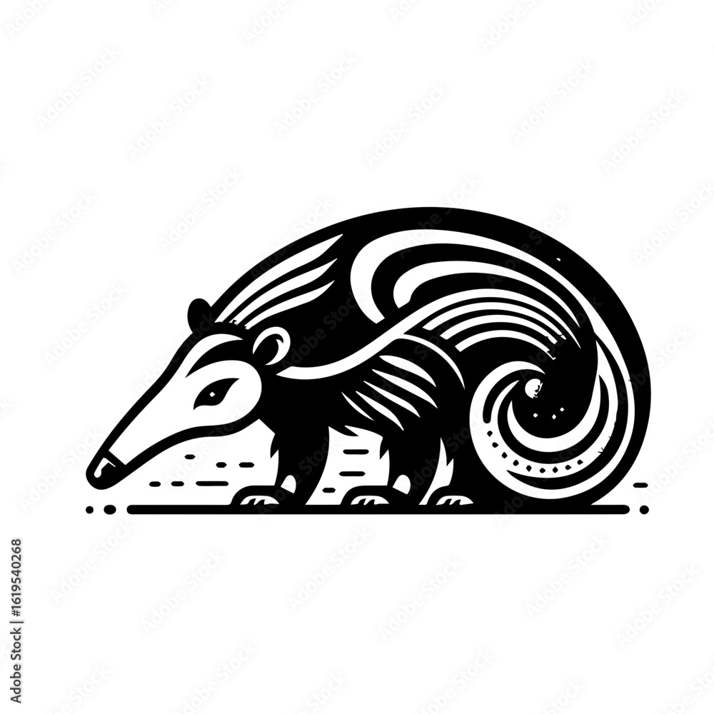 Obraz premium Stylized Black and White Anteater Illustration.