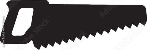 Black handsaw with sharp teeth and handle tool cutting