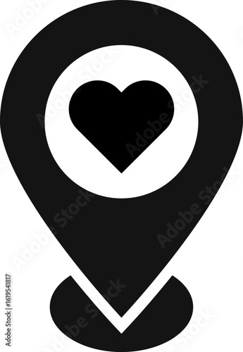 Location pin with heart shape. rotation map pointer with heart inside. Favorite places icons. featuring a heart symbol

