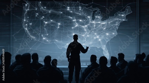 Military briefing on us map projection