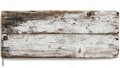 Weathered, white-painted, rustic wood plank