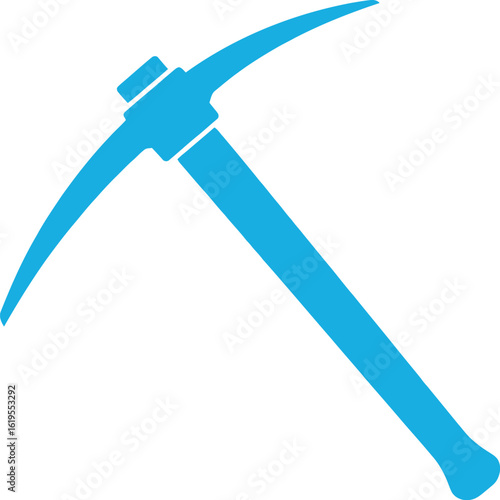 Blue pickaxe tool vector illustration for mining construction and excavation work
