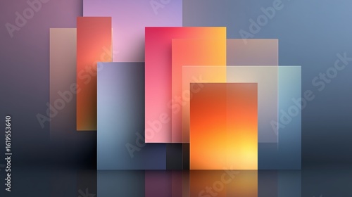 Abstract Geometric Design With Overlapping Colorful Squares