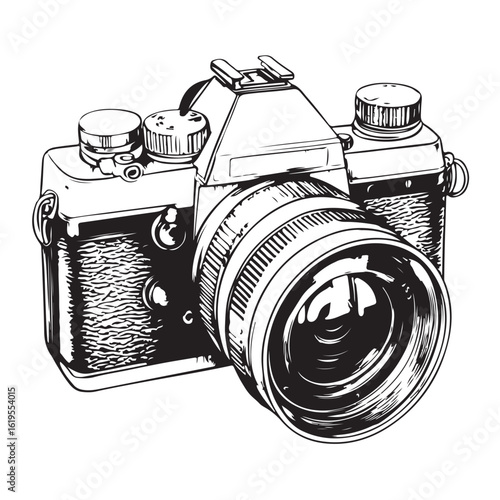 camera vector silhouette illustration with white background 
