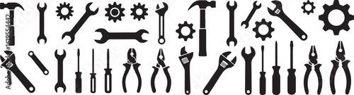 High-quality vector illustration of various mechanical tools.  Mechanical elements vector set