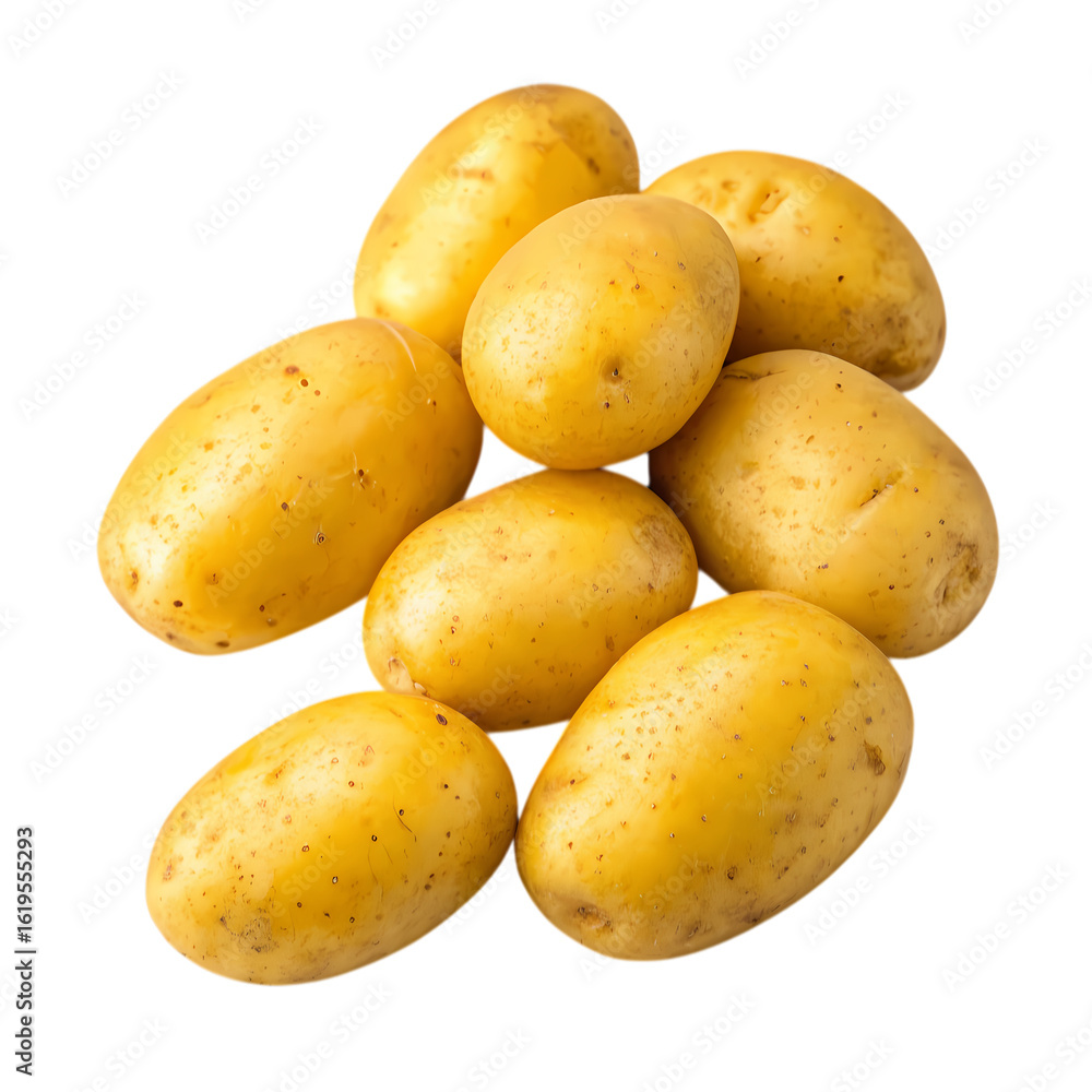 Fresh Yellow Potatoes A Pile of Organic Produce on transparent background Fresh Yellow Potatoes A Pile of Organic Produce on transparent background