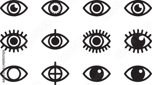 Black eye icons vision sight looking observing