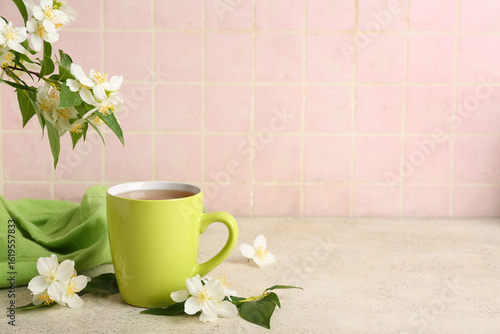 Green tea mug with jasmine ...
