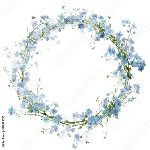Delicate light-blue forget-me-nots in a circular wreath (1)