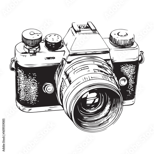 camera vector silhouette illustration with white background 
