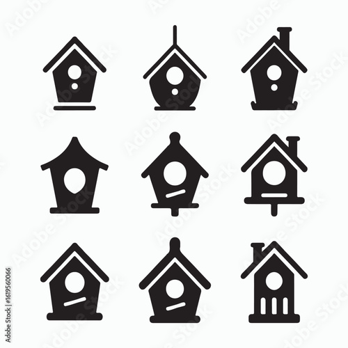 Collection of Simple Birdhouse Icons
