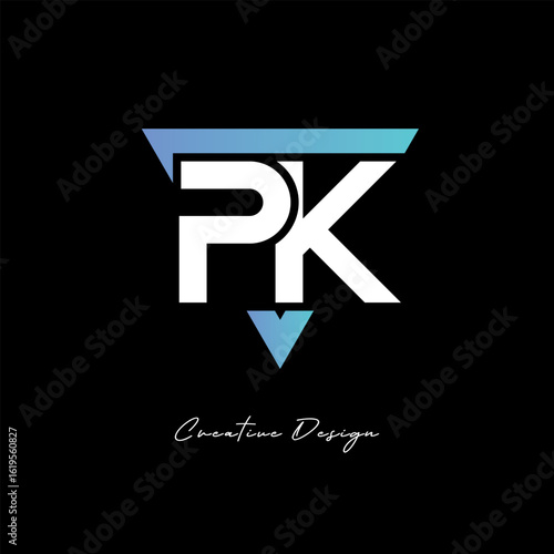 PK Letter Logo in Triangle -Modern Gradient Monogram for Branding & Identity Design
