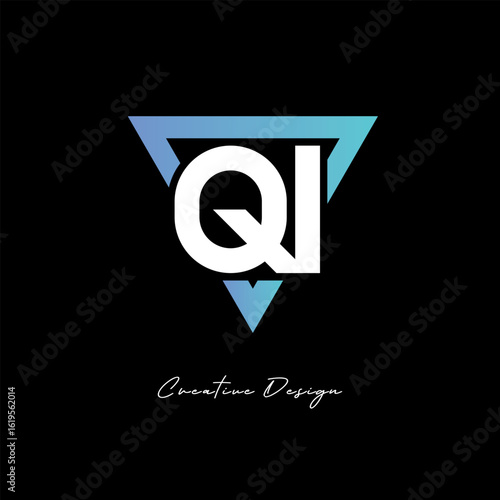 QI Letter Logo in Triangle -Modern Gradient Monogram for Branding & Identity Design