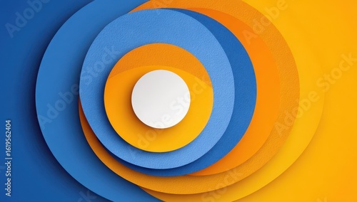Abstract layered circles in vibrant blue and orange