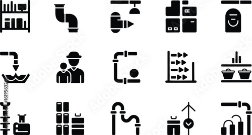 Set of various black icons