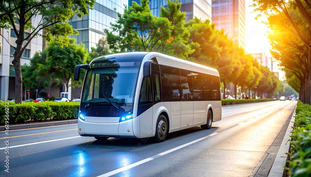 Fototapeta premium Modern bus on city street (1)