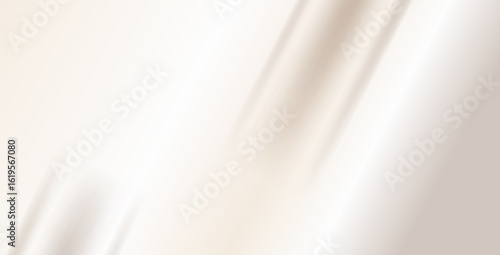 Soft beige gradient background folded fabric. Creamy silk texture with pearl colors for elegant abstract backdrop. Horizontal metallic cover with a subtle wavy pattern. Pale beige gradation vector.