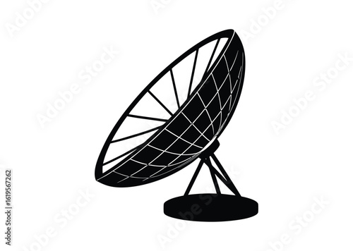 Satellite dish antenna silhouette black vector white background