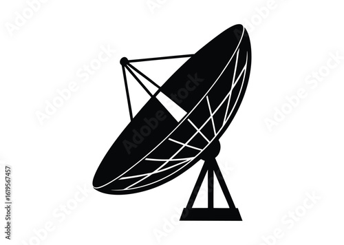 Satellite dish antenna silhouette black vector white background