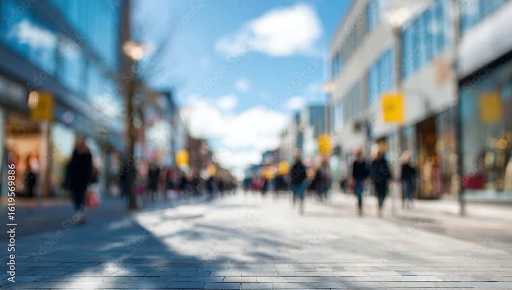 Fototapeta premium Blurry city street scene, sunny day (1)
