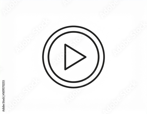 Free Download Play Sign Icon – Minimalist Outline Vector, White Background, No Shadows - GFXLoad