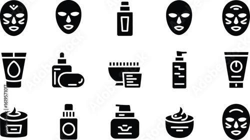 Black cosmetic product icons