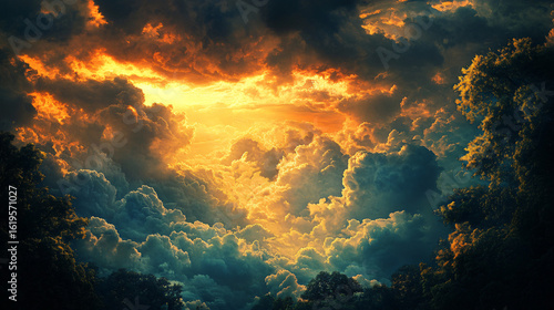 Dramatic sunset with a dark sky creating a stunning contrast against the bright horizon